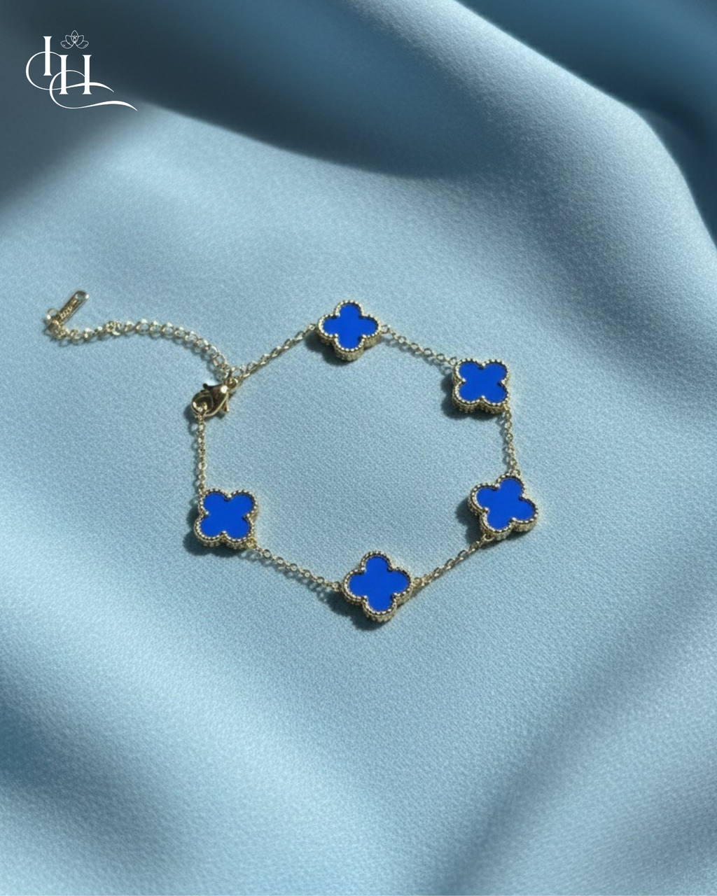 Royal Blue Clover Charm Bracelet