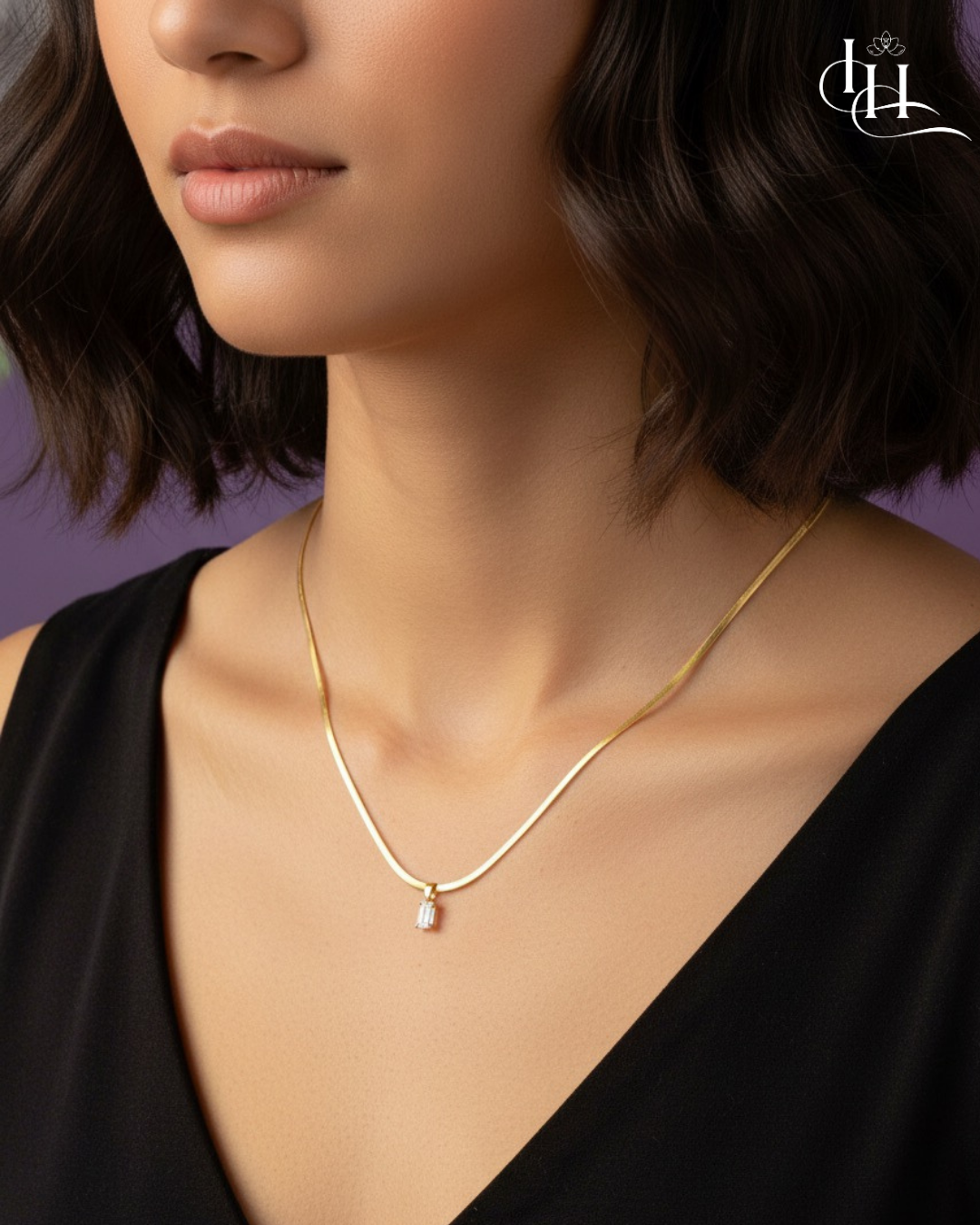 Minimal Emerald-Cut Crystal Pendant Necklace