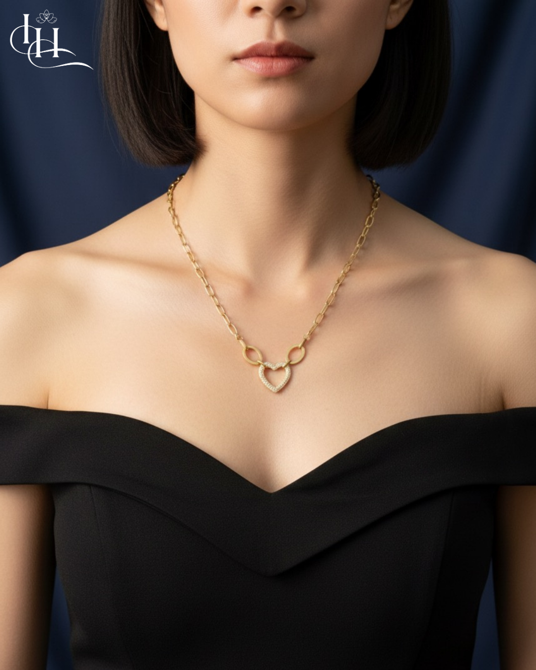 Sparkling Linked Heart Pendant Necklace