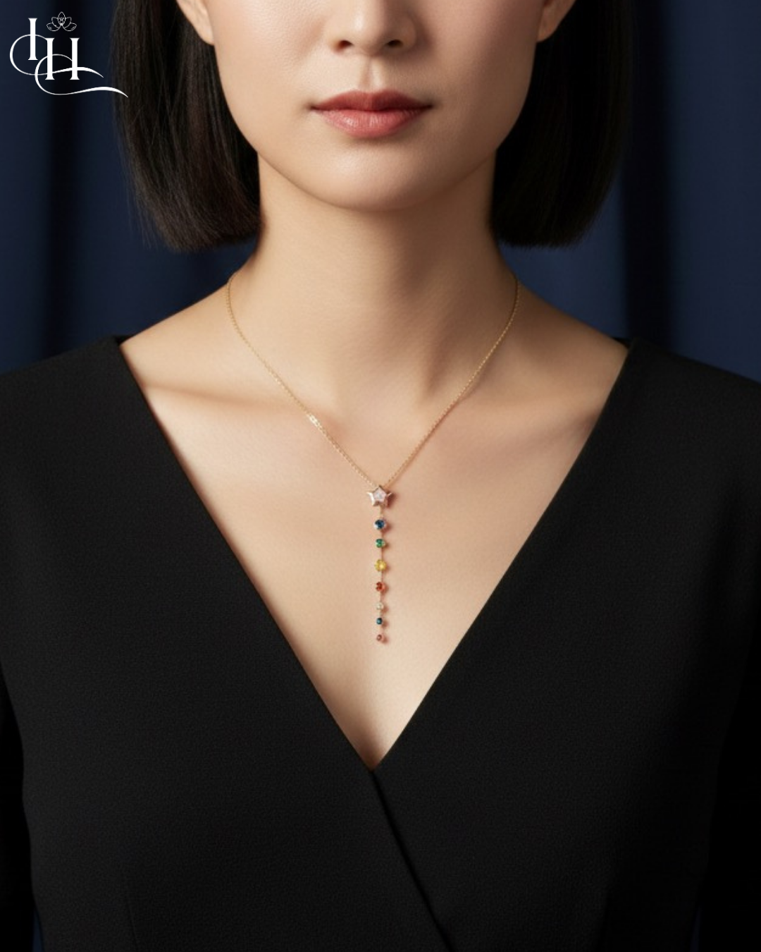 Elegant Multicolour Crystal Drop Necklace