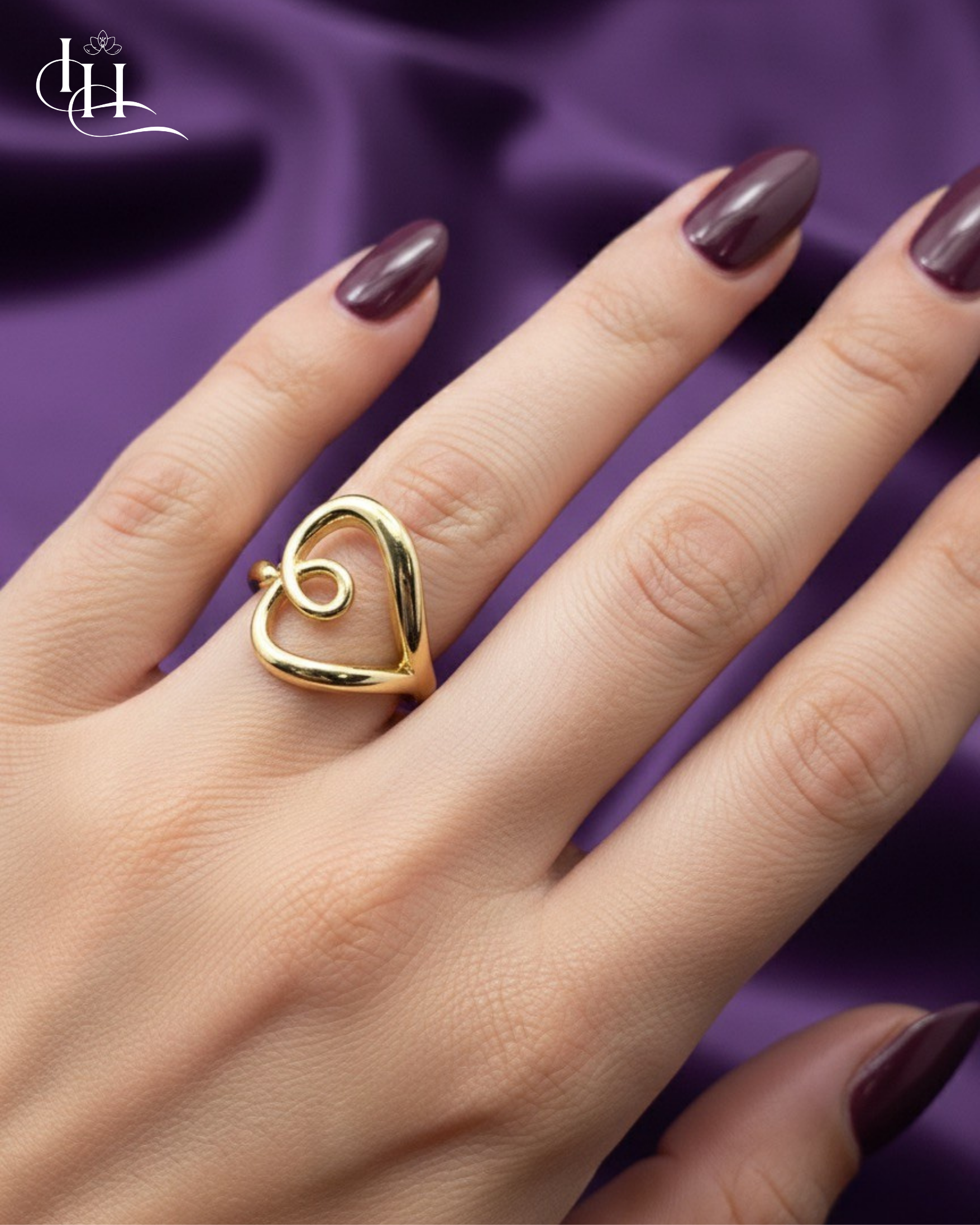 Open Heart Gold Statement Ring