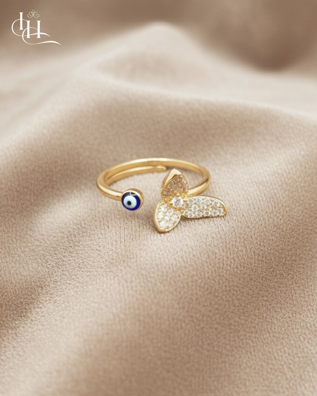🦋 Butterfly Evil Eye Ring: Protection & Transformation