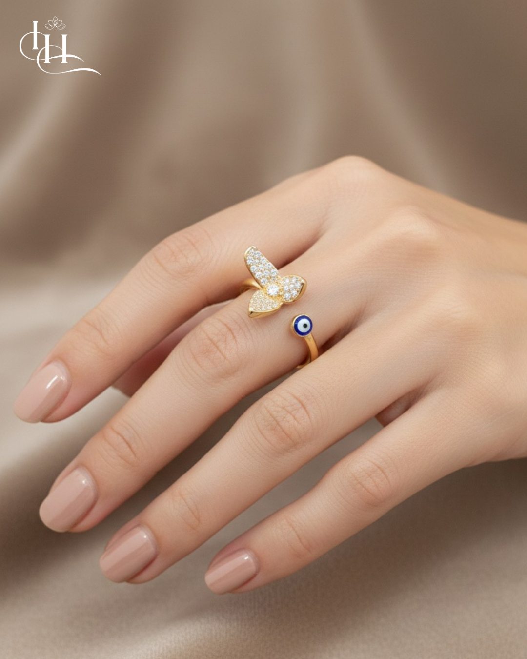 🦋 Butterfly Evil Eye Ring: Protection & Transformation