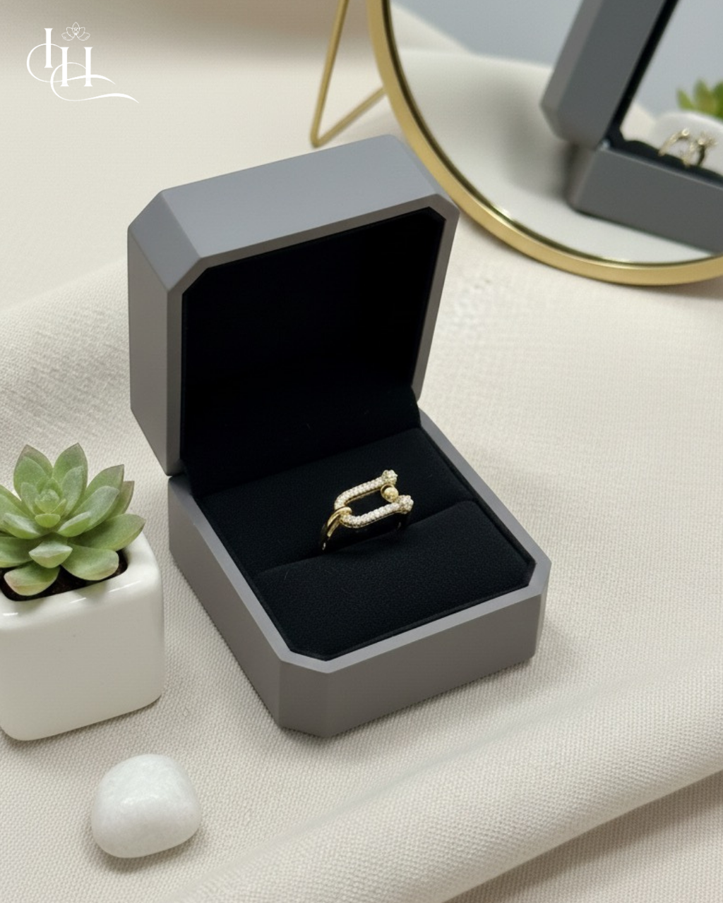 Minimalist Pave CZ Bar Design Cocktail Ring