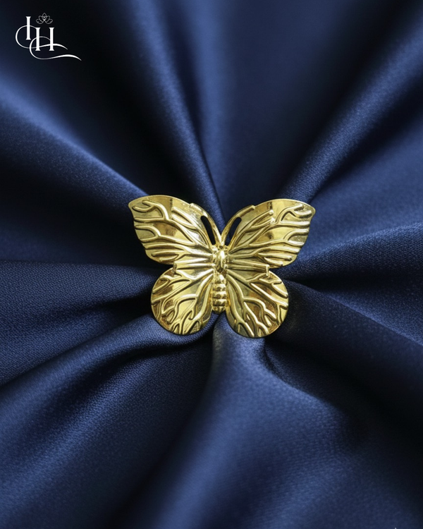 Golden Butterfly Adjustable Ring