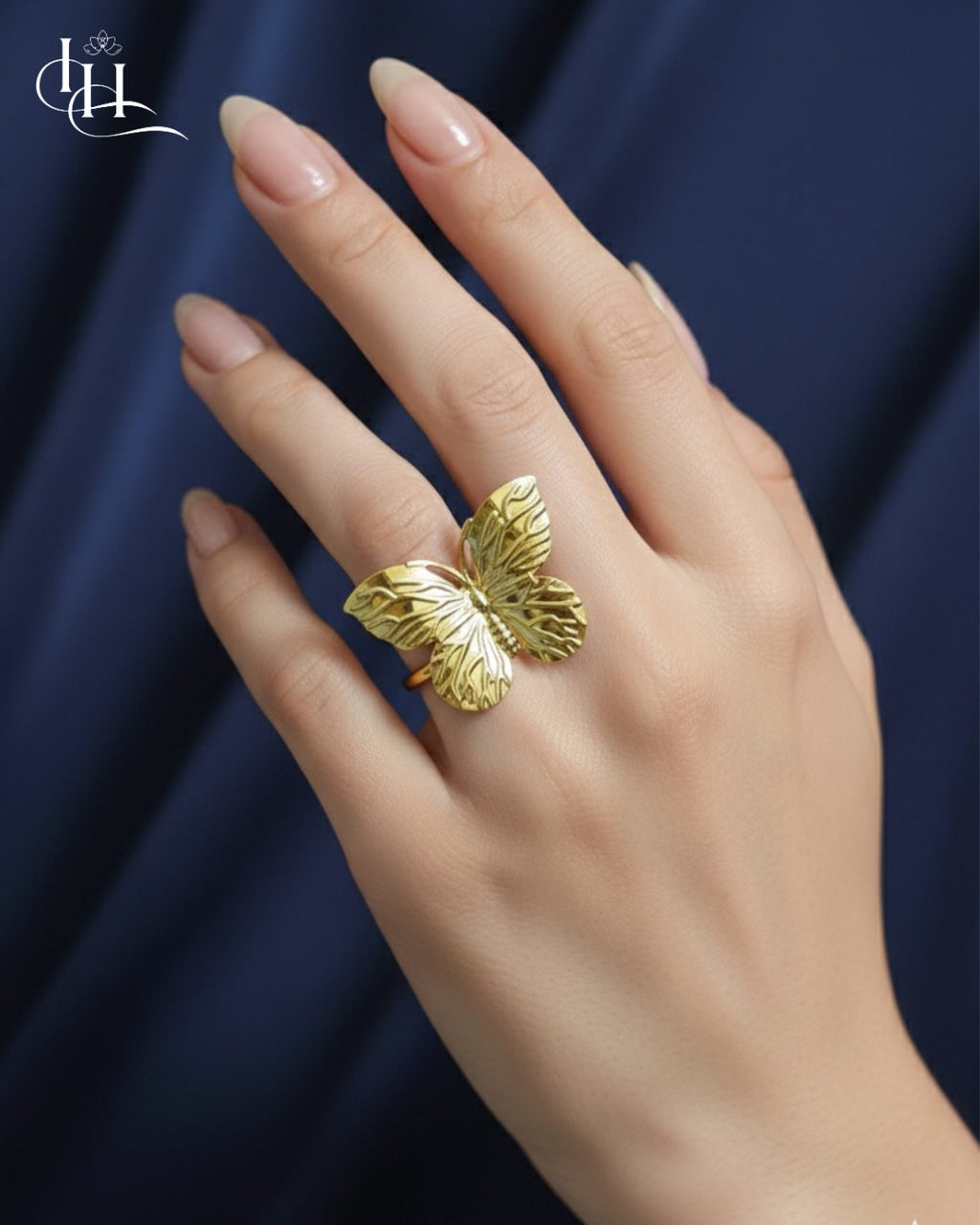 Golden Butterfly Adjustable Ring