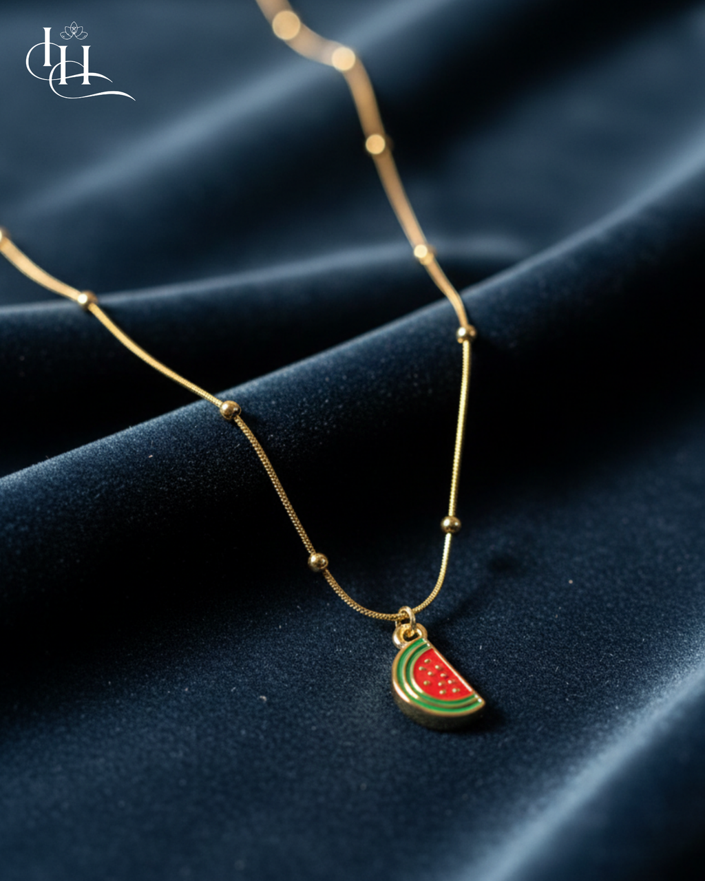 Golden Watermelon Charm Necklace