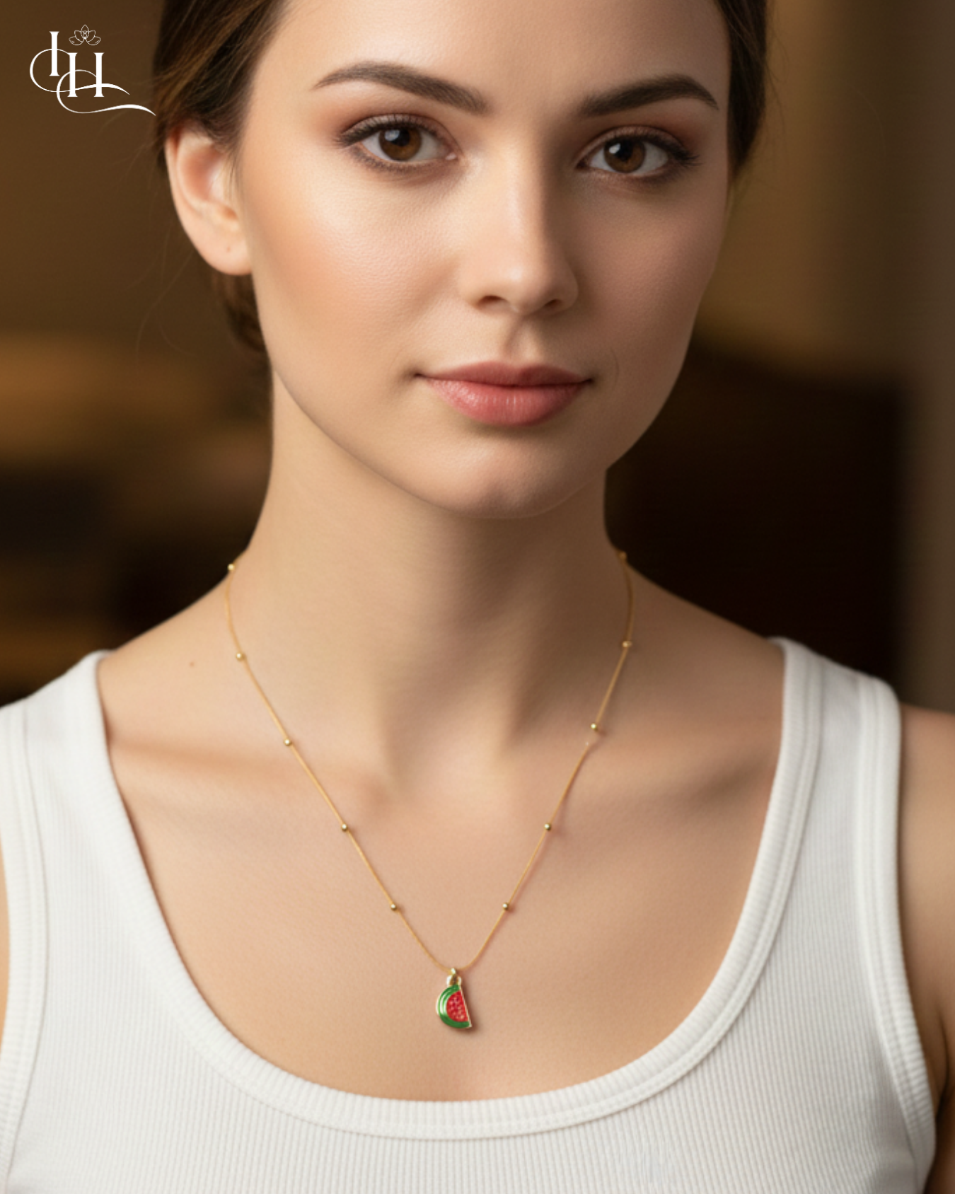 Golden Watermelon Charm Necklace