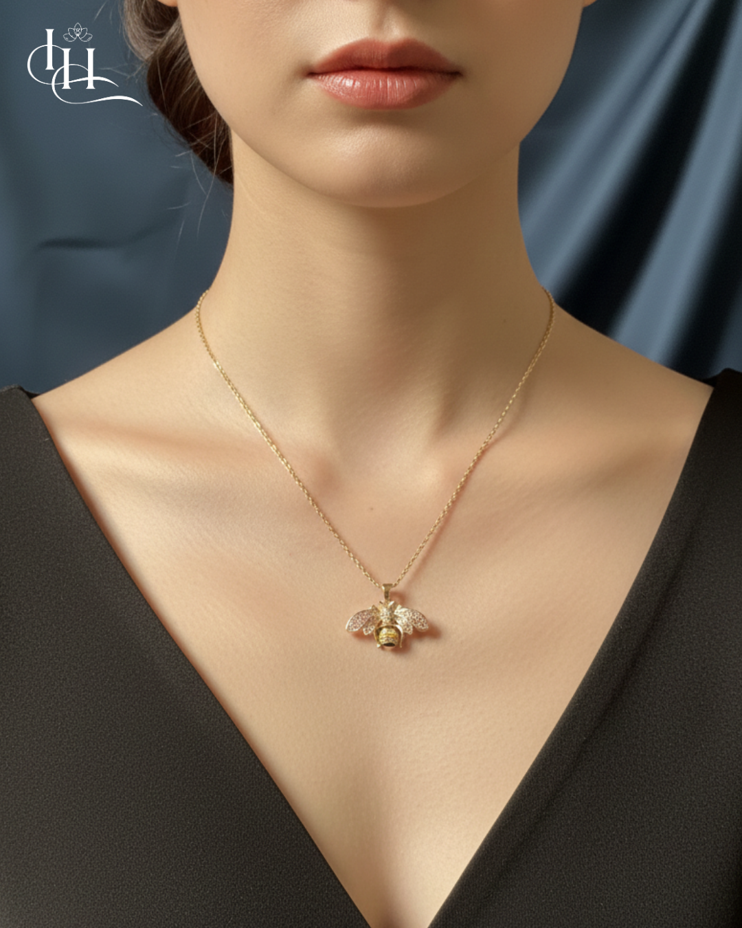 Gilded Glitter Bee Pendant Necklace