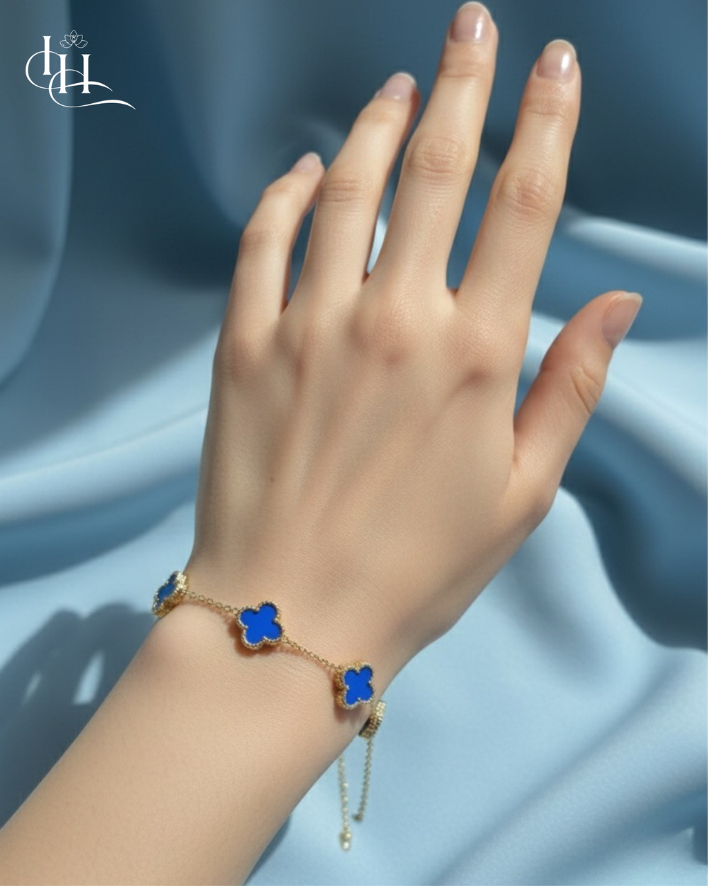Royal Blue Clover Charm Bracelet