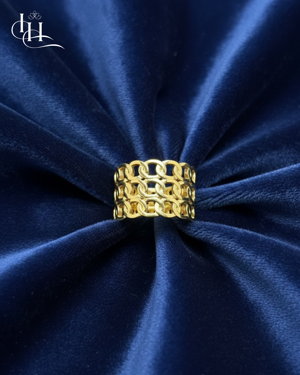 Golden Woven Chain Statement Ring