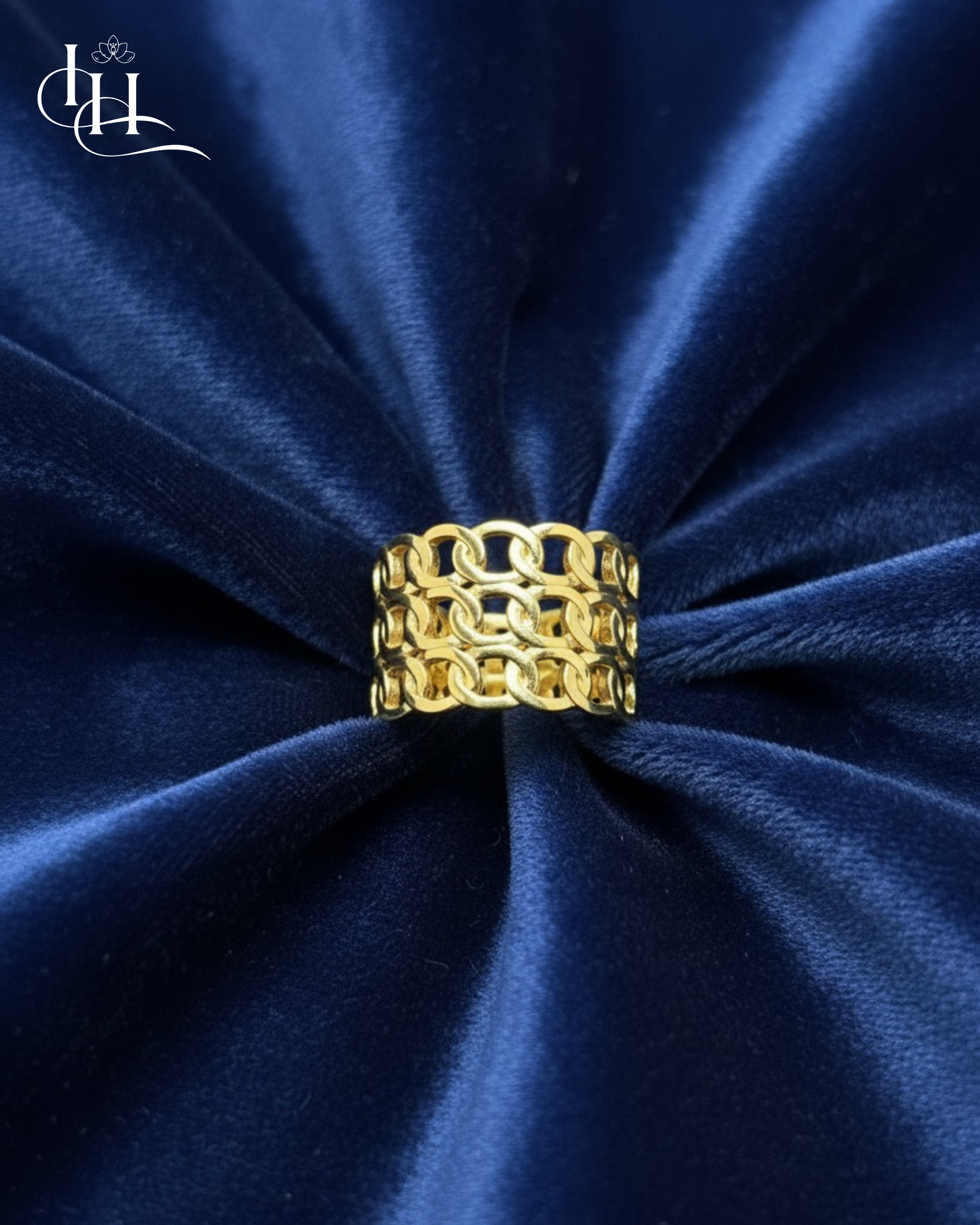 Golden Woven Chain Statement Ring