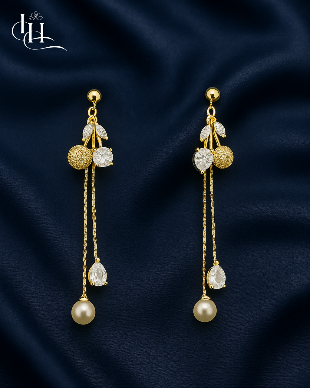 🍒 Opulent Gold Cherry Cluster Dangle Earring
