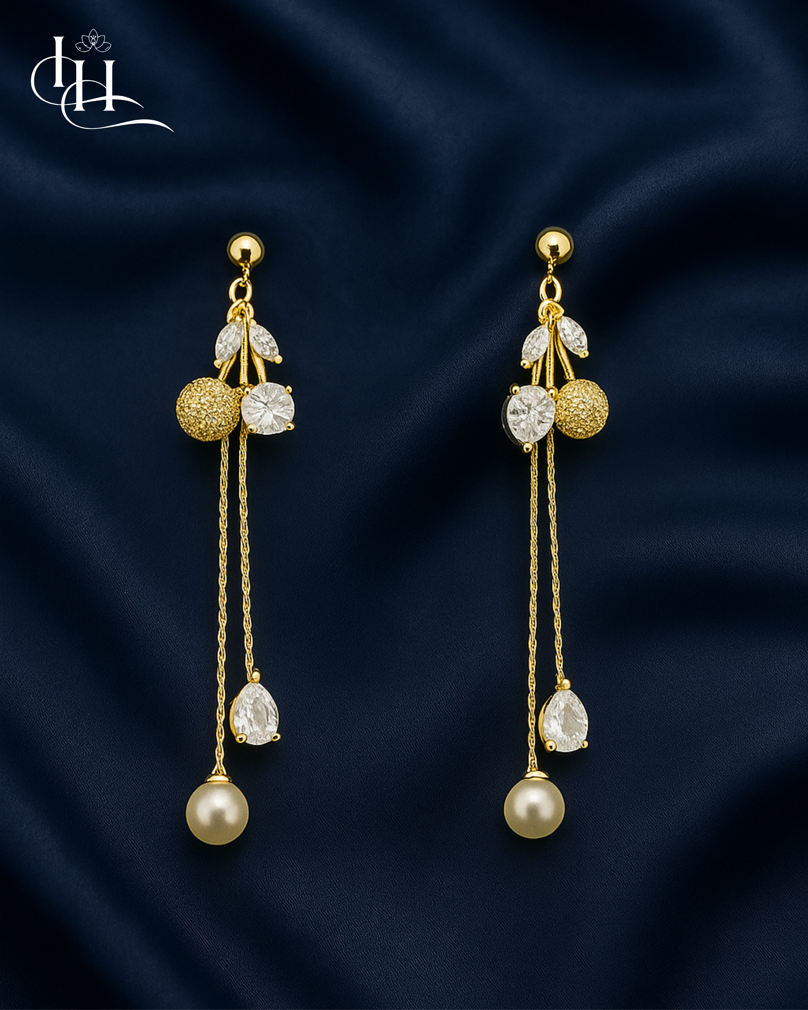 🍒 Opulent Gold Cherry Cluster Dangle Earring