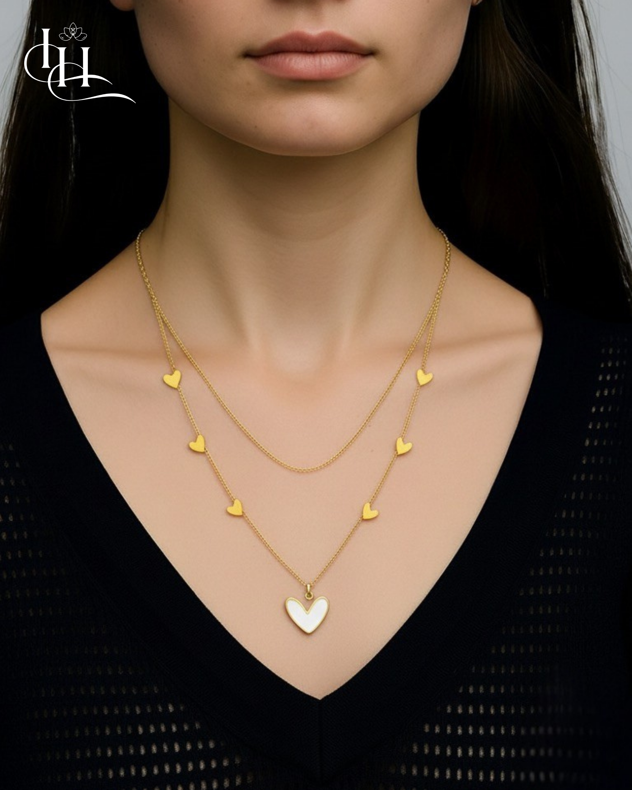Elegant Double-Layered Gold Heart Necklace