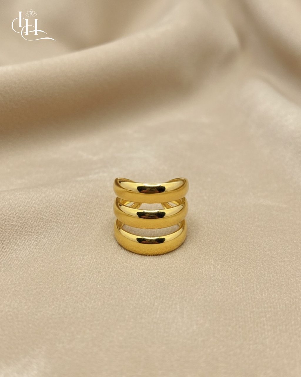 Triple Band Gold Statement Ring