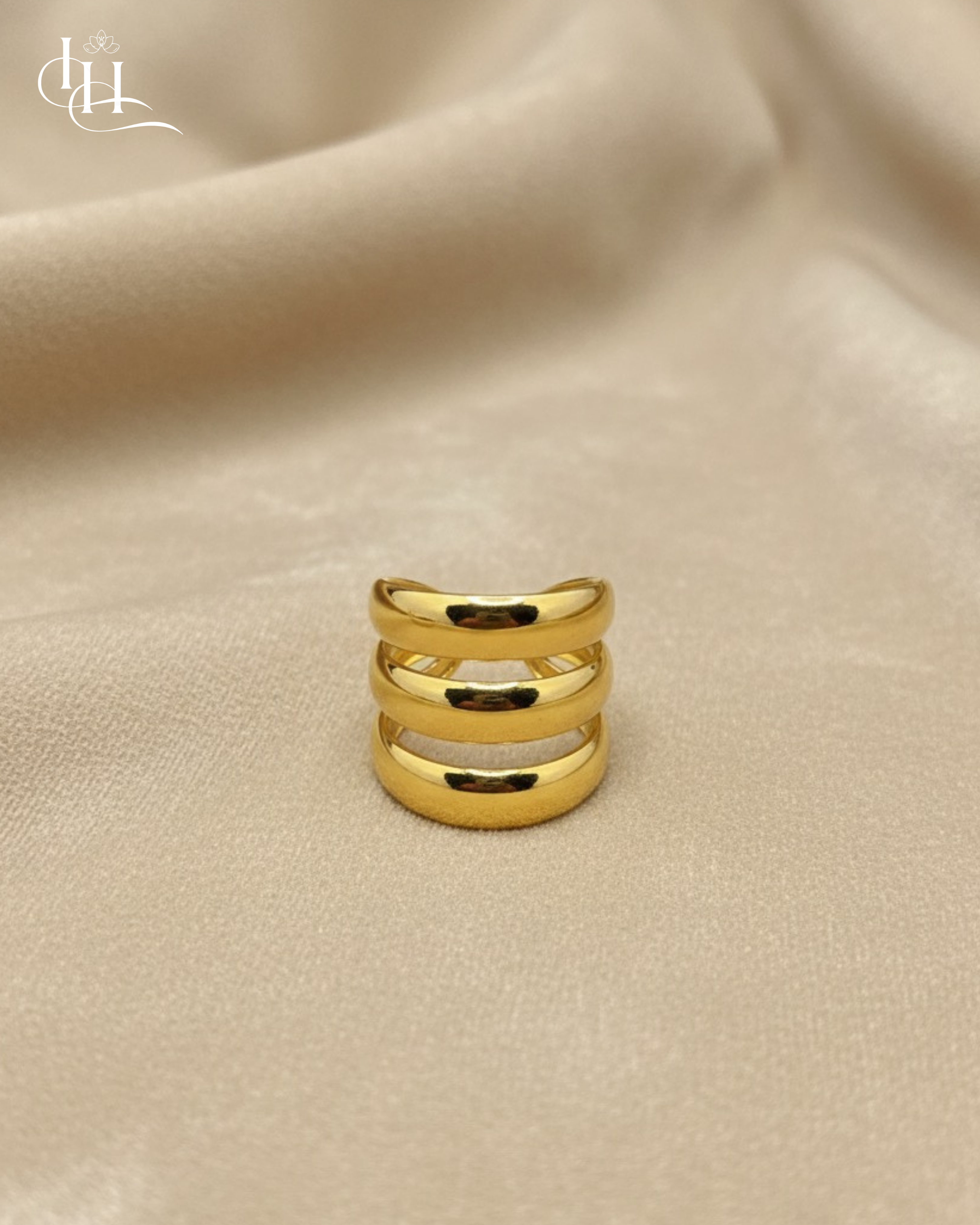 Triple Band Gold Statement Ring