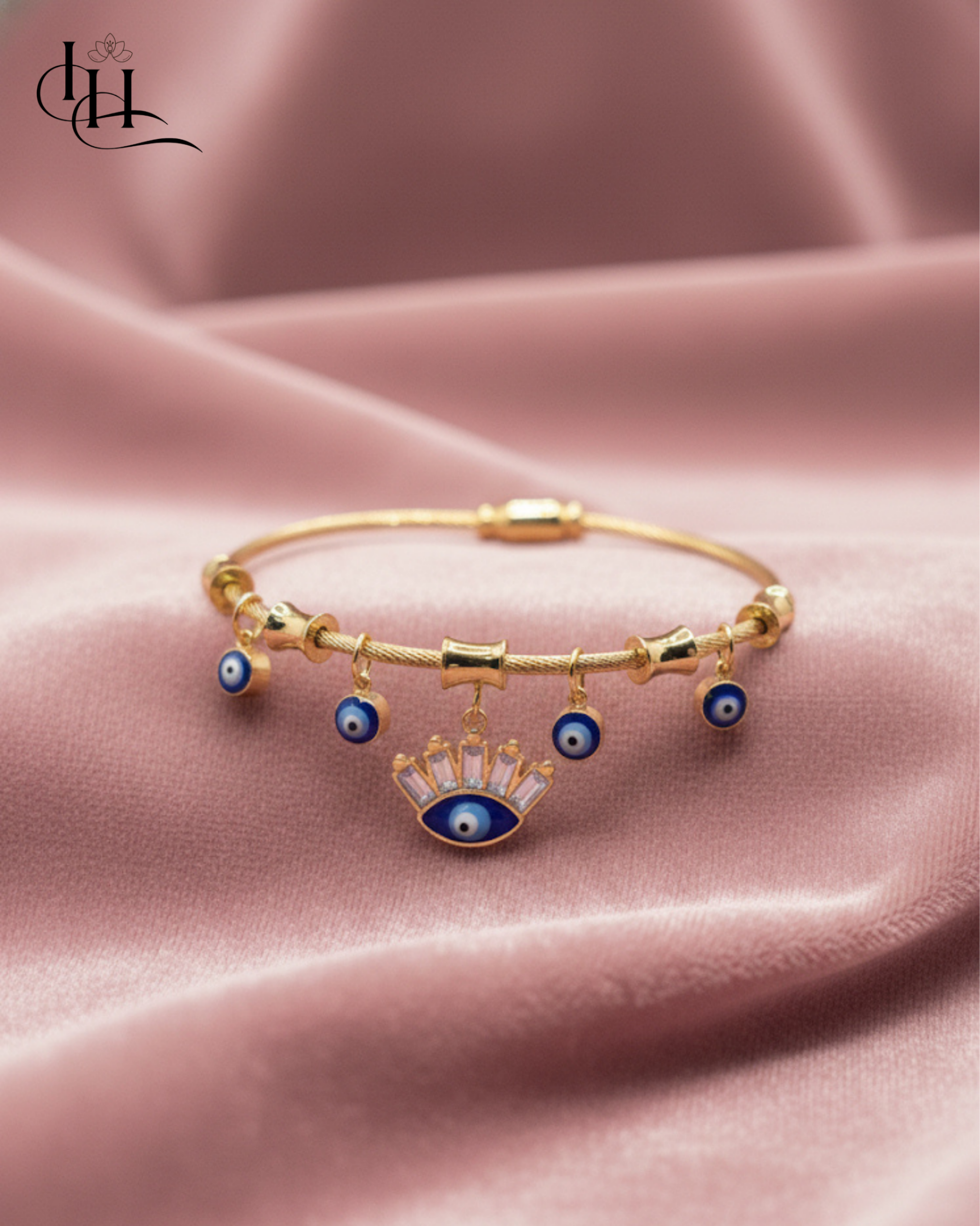 Golden Evil Eye Charm Bangle