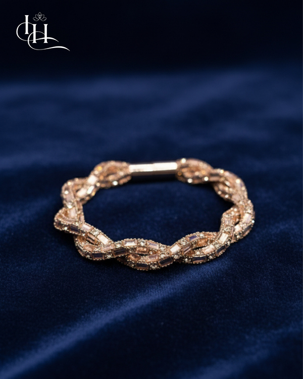 Rose Gold Crystal Braided Bracelet