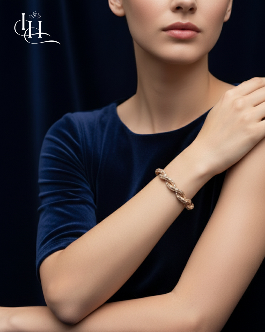 Rose Gold Crystal Braided Bracelet