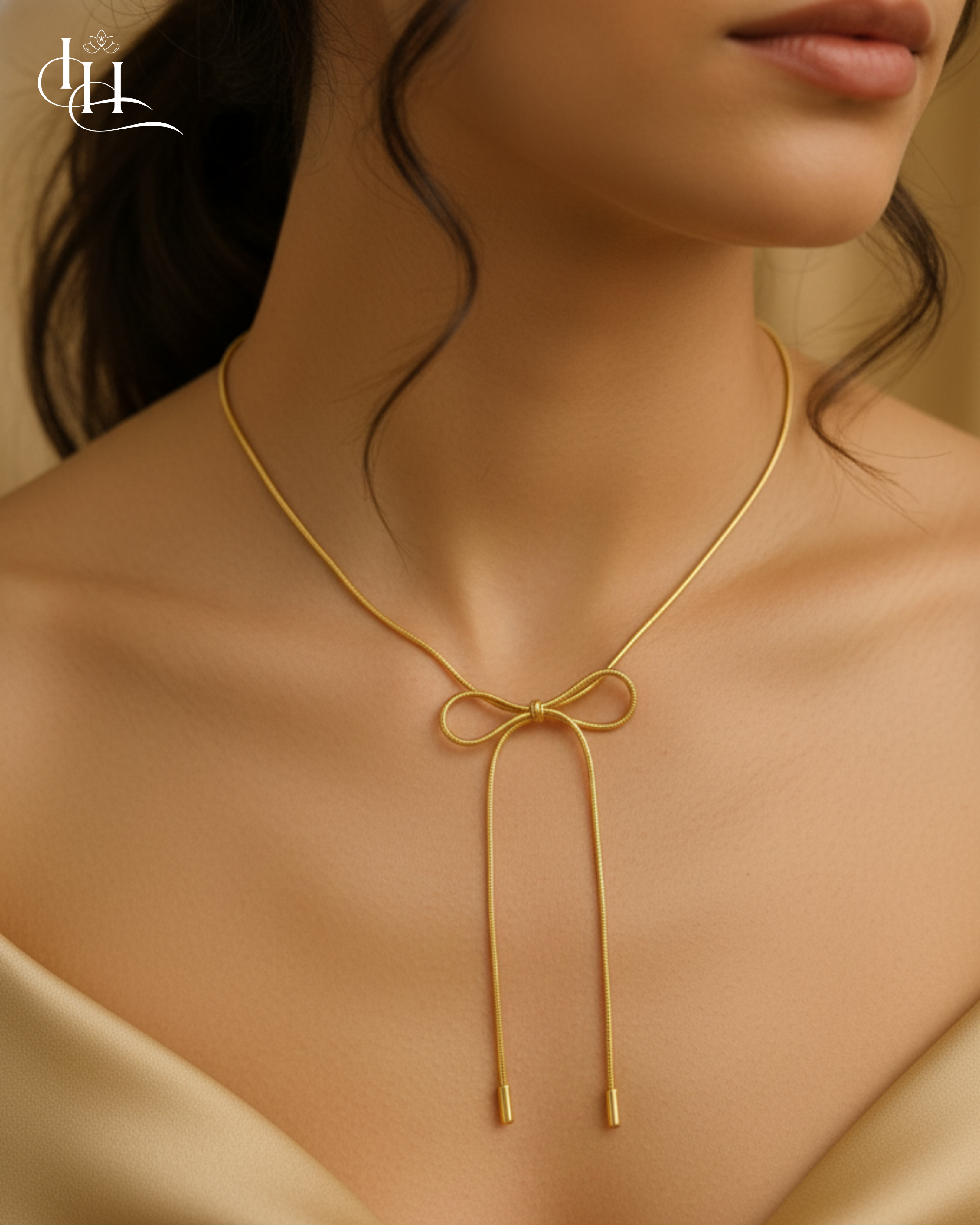 Golden Grace Anti-Tarnish Bow Necklace