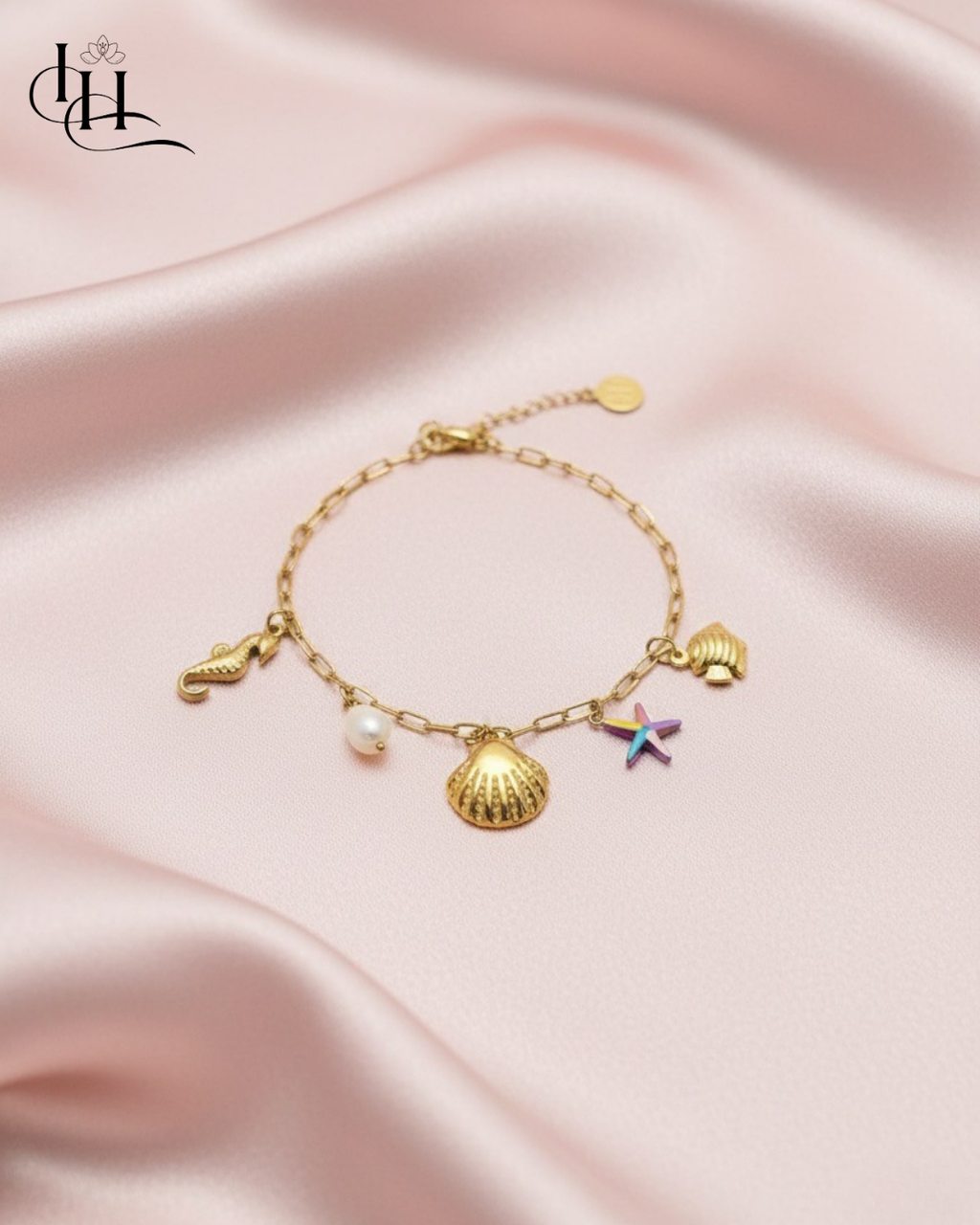 Gold-Plated Ocean Charm Bracelet