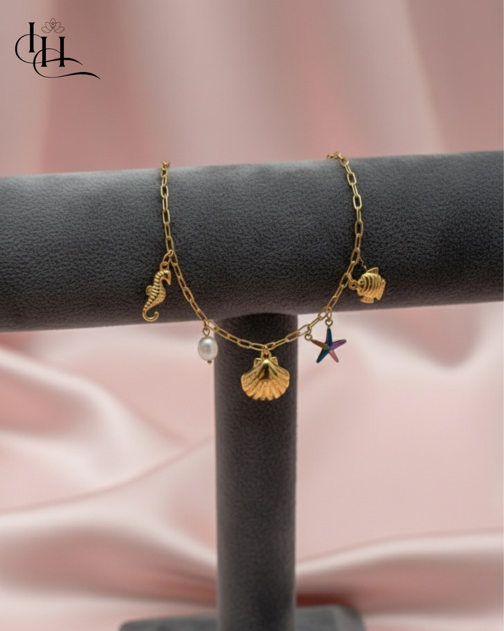 Gold-Plated Ocean Charm Bracelet