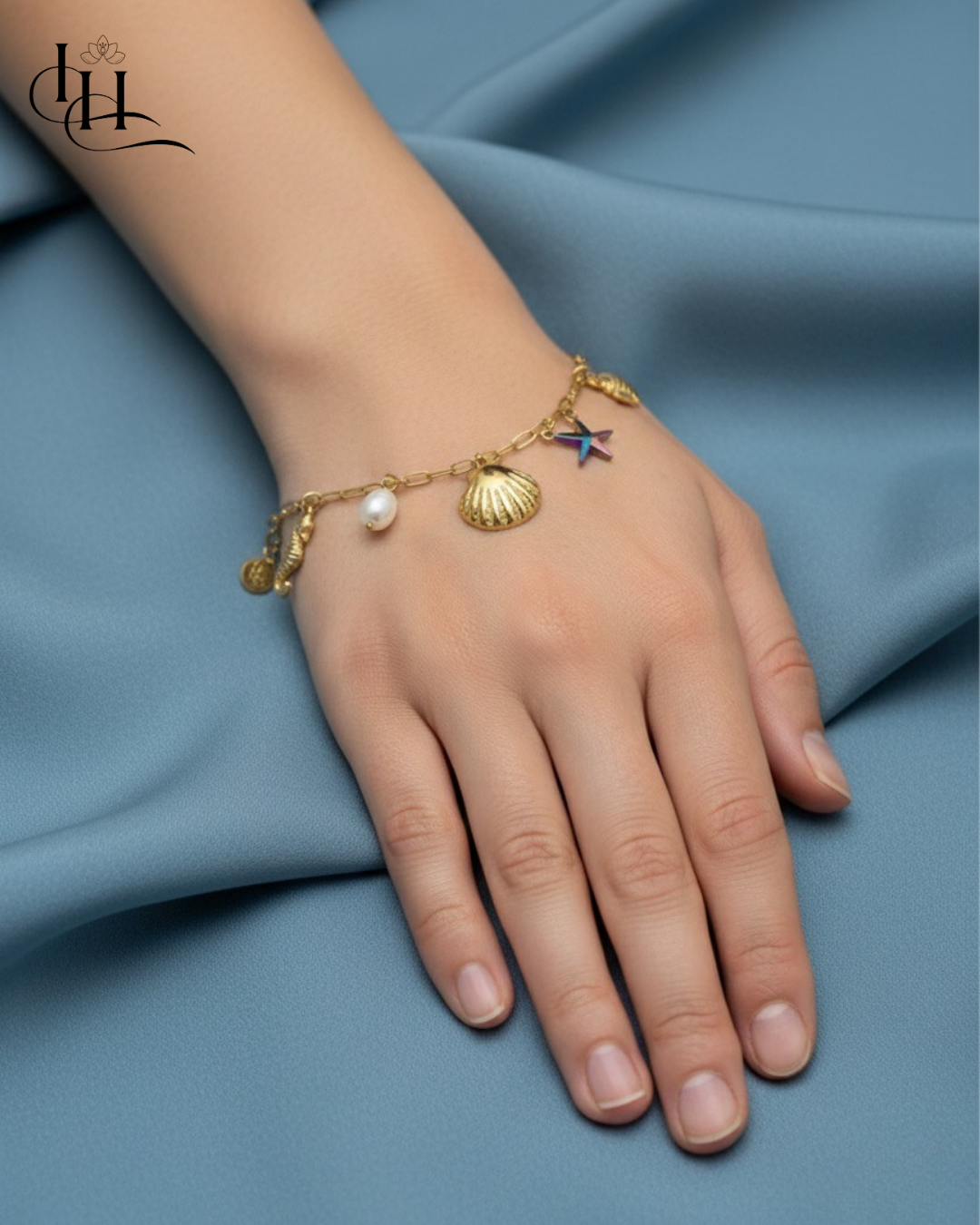 Gold-Plated Ocean Charm Bracelet