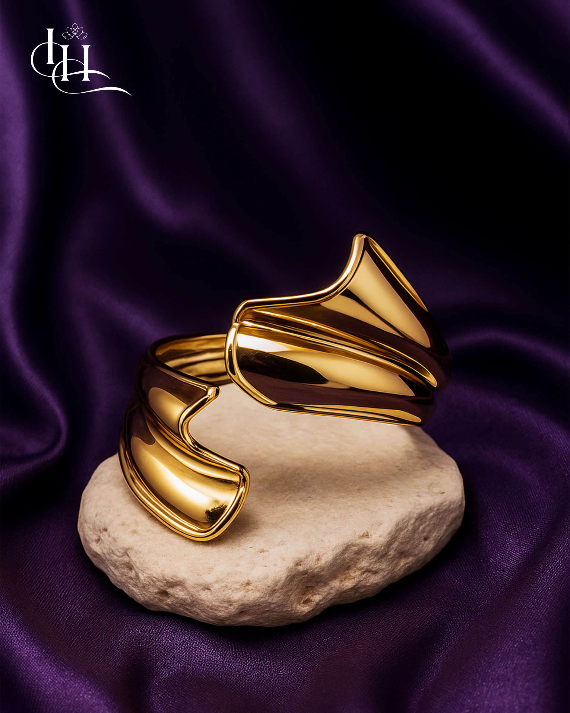 Radiant Sculpted Gold Cuff Bracelet