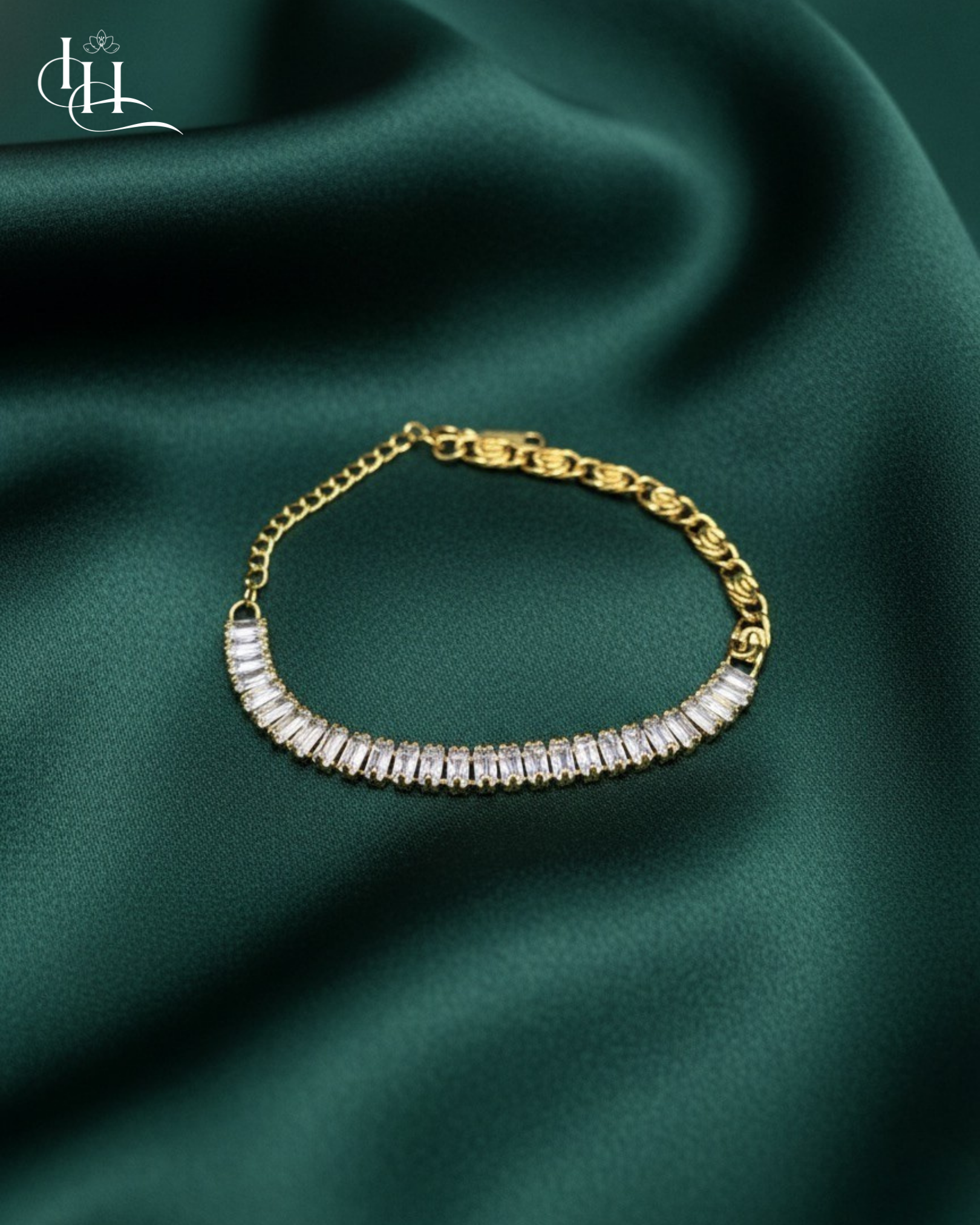 Luxury Gold Chain Bracelet with Sparkling Zircon Stones | Perfect for Parties &amp; Daily Wear