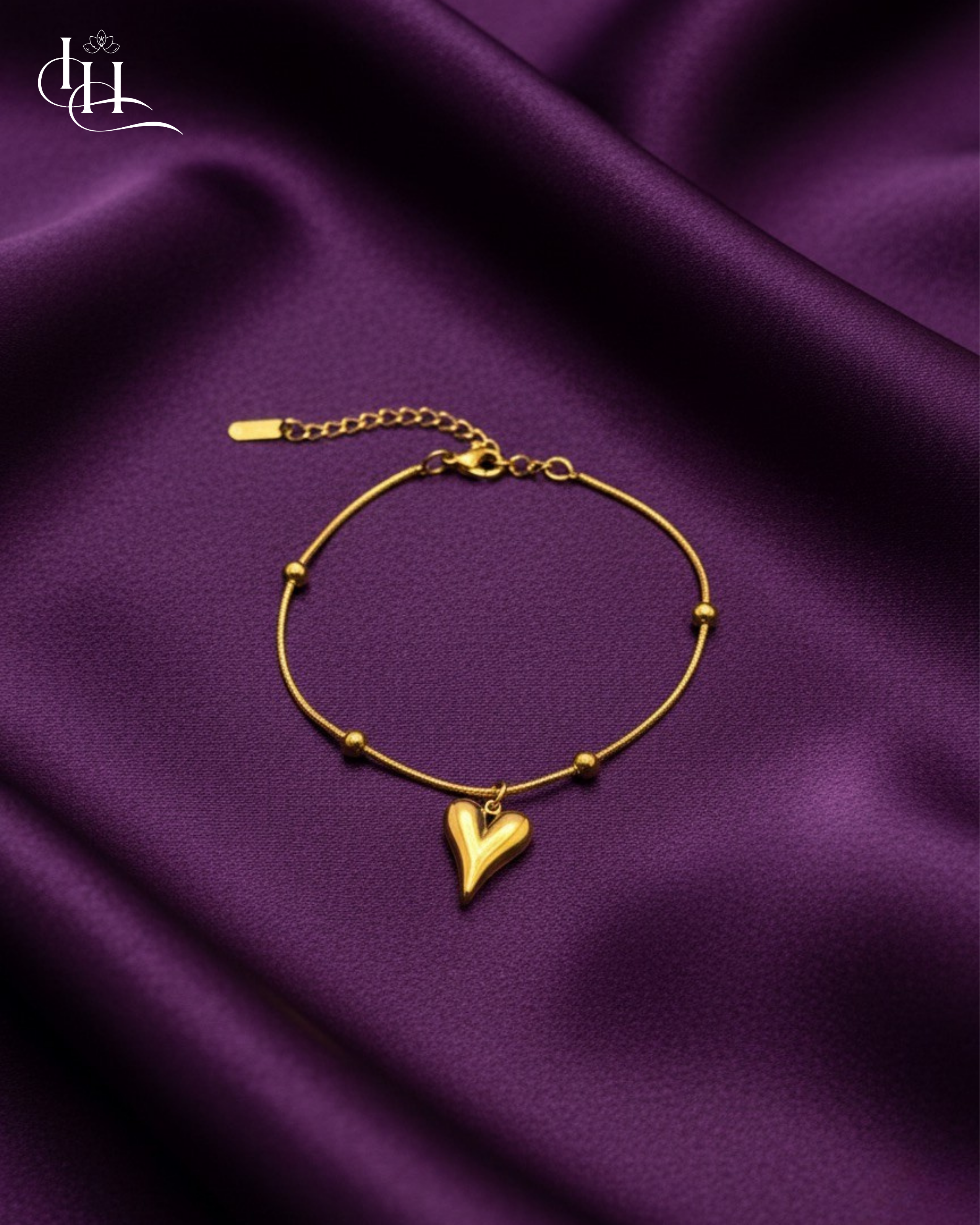 Gold Heart Charm Bracelet