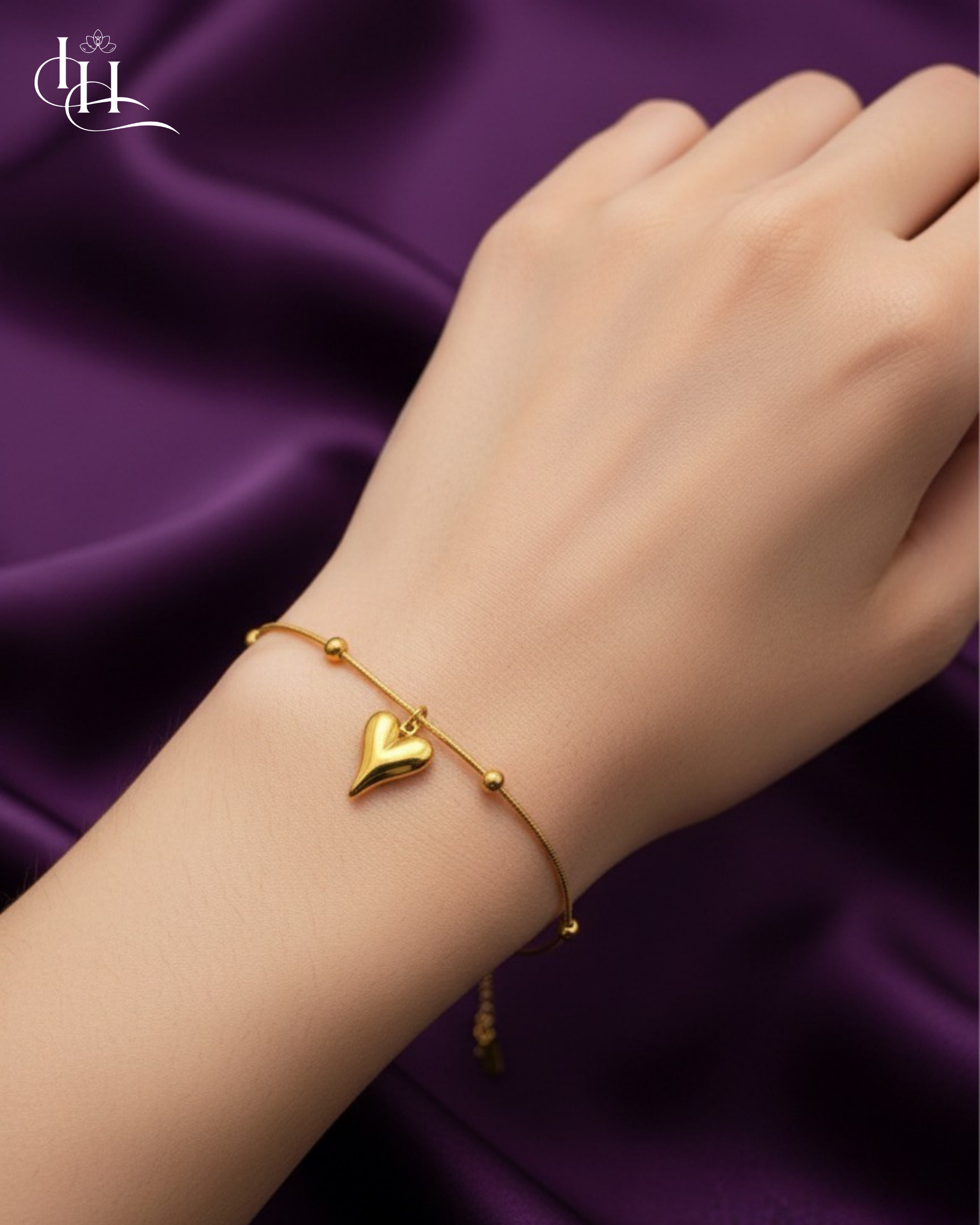 Gold Heart Charm Bracelet