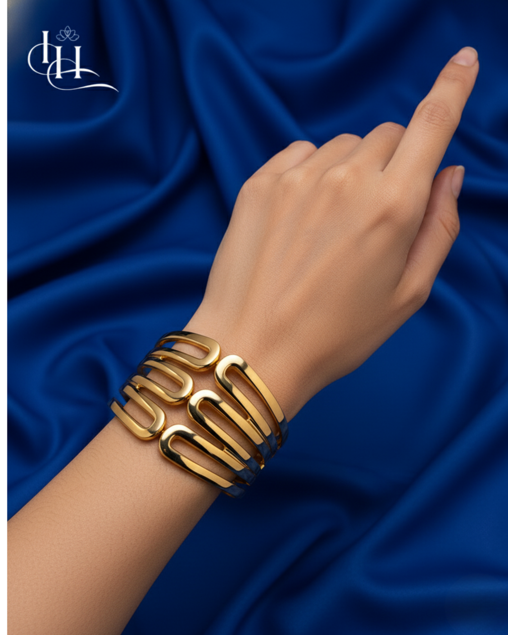 luxury open-cut gold cuff bracelet
