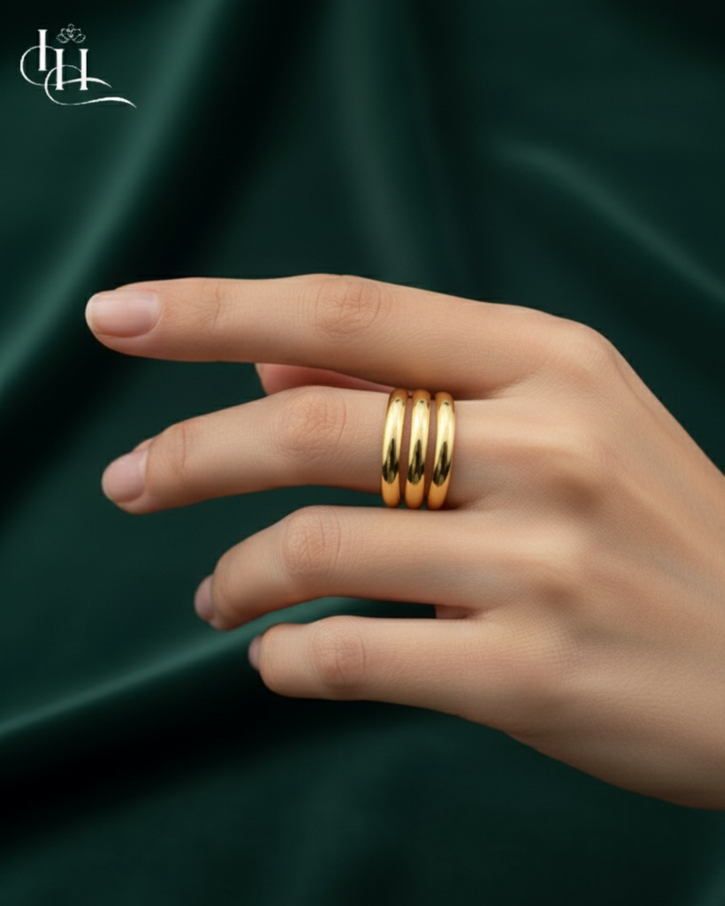 Triple Band Gold Statement Ring