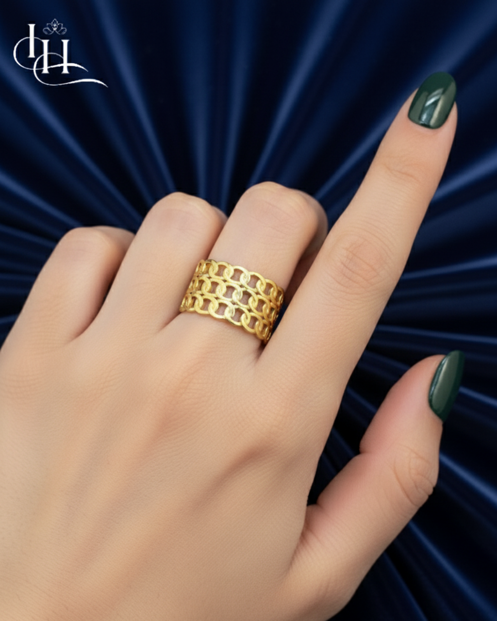 Golden Woven Chain Statement Ring