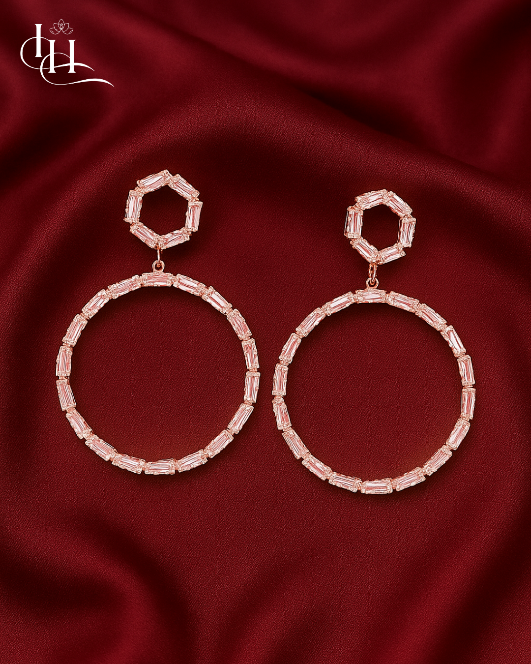 Crystal Baguette Halo Hoop Earrings